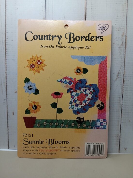 What's New Other - Country Borders Sunnie Blooms #72121 Iron-On Fabric Applique Kit Vintage 1997